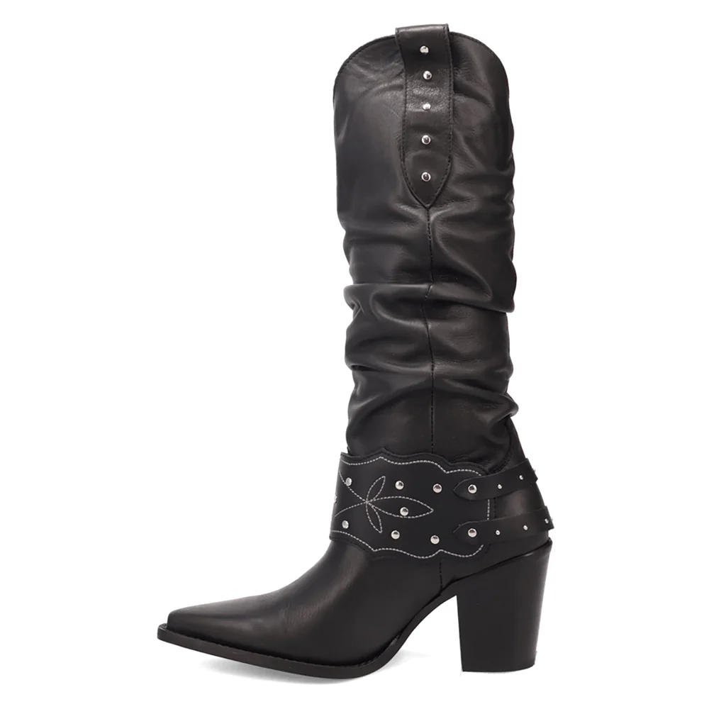 Grit N' Grace Slouchy Studded Snip Toe Pull On Boots - Image 3