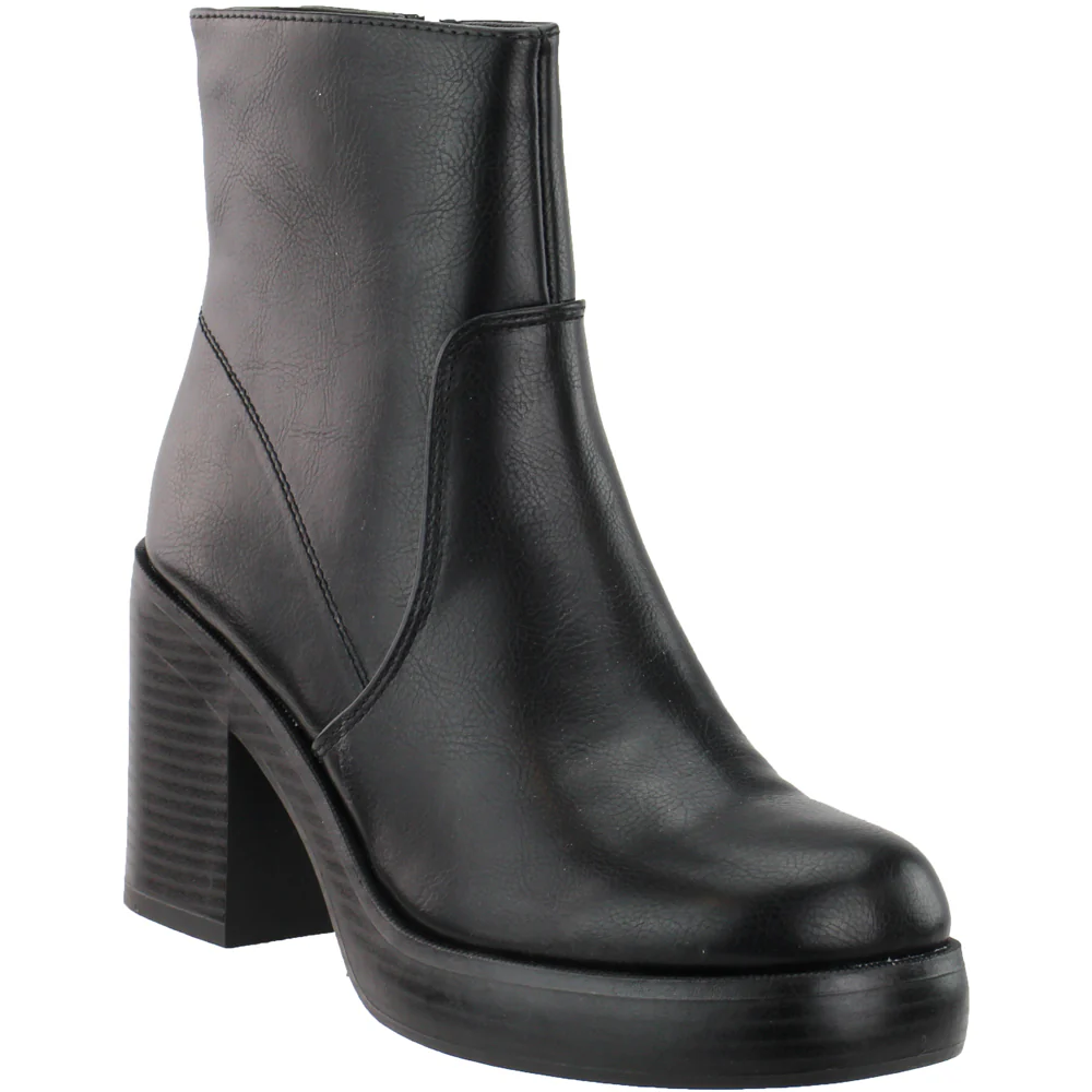 Groovy Smooth Round Toe Zippered Platform Booties - Image 2
