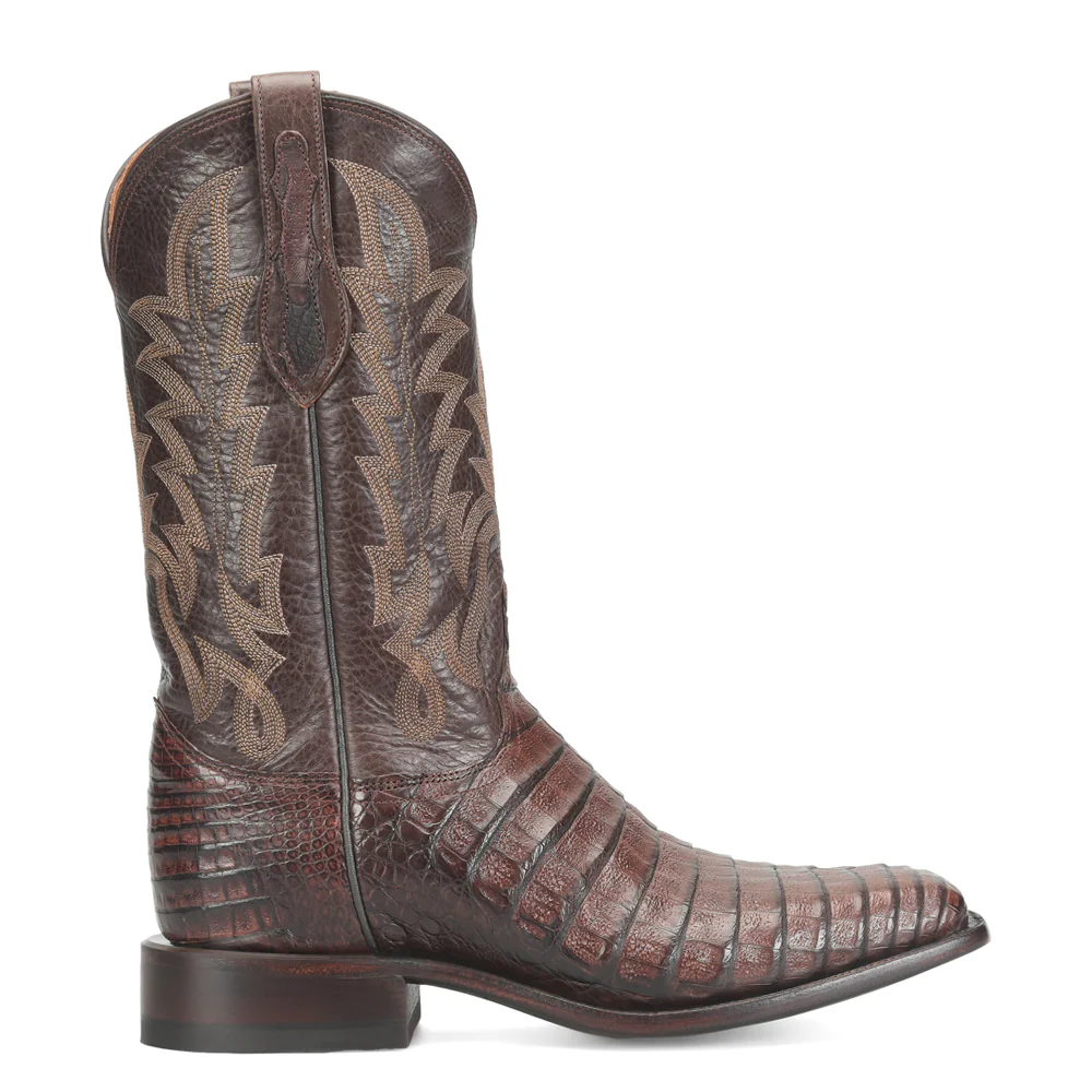 Panama Caiman Square Toe Pull On Cowboy Boots