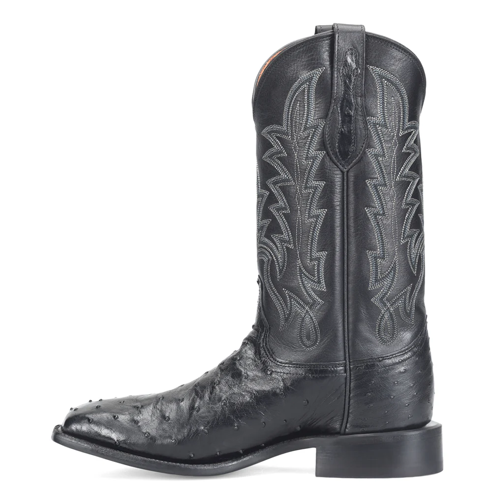 Rancher Full Quill Ostrich Square Toe Pull On Cowboy Boots - Image 3