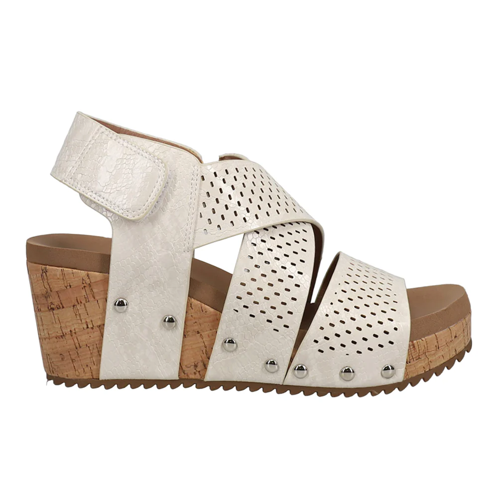Guilty Pleasure Snake Studded Wedge Slingback Sandals
