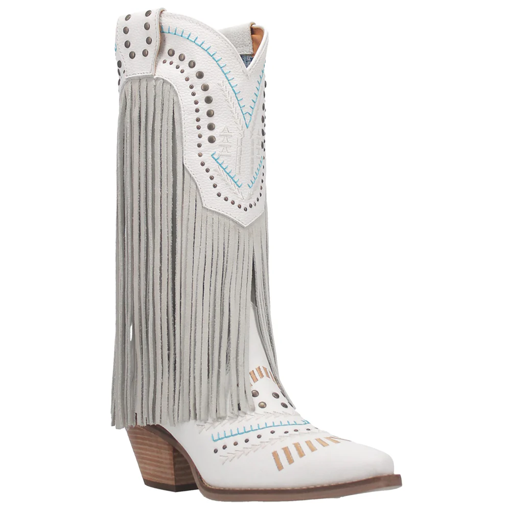 Gypsy Embroidered Studded Fringe Snip Toe Pull On Boots - Image 2