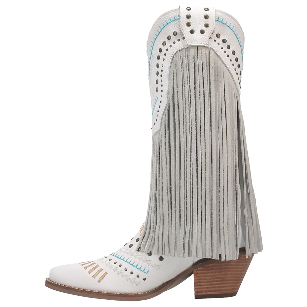 Gypsy Embroidered Studded Fringe Snip Toe Pull On Boots - Image 3