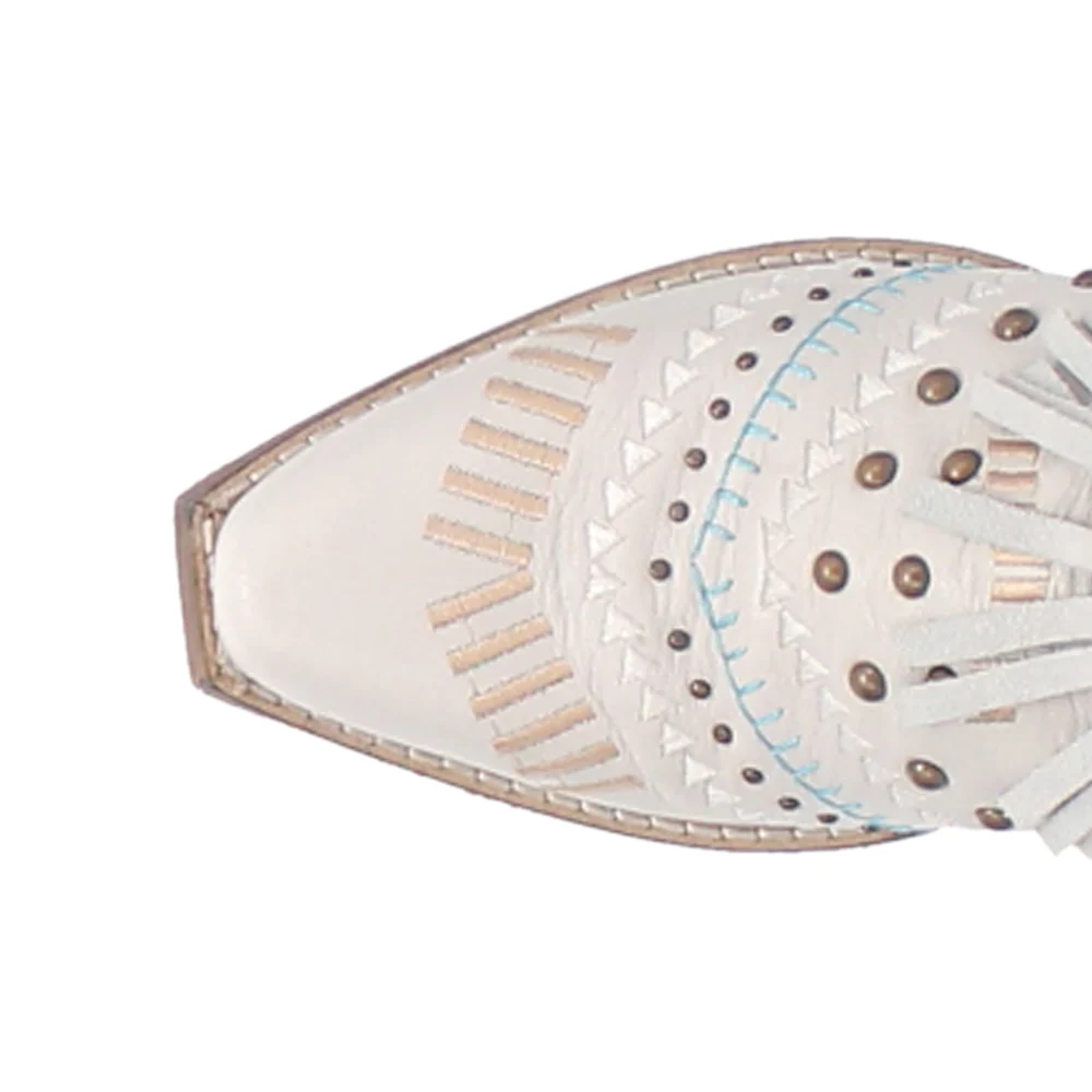 Gypsy Embroidered Studded Fringe Snip Toe Pull On Boots - Image 4