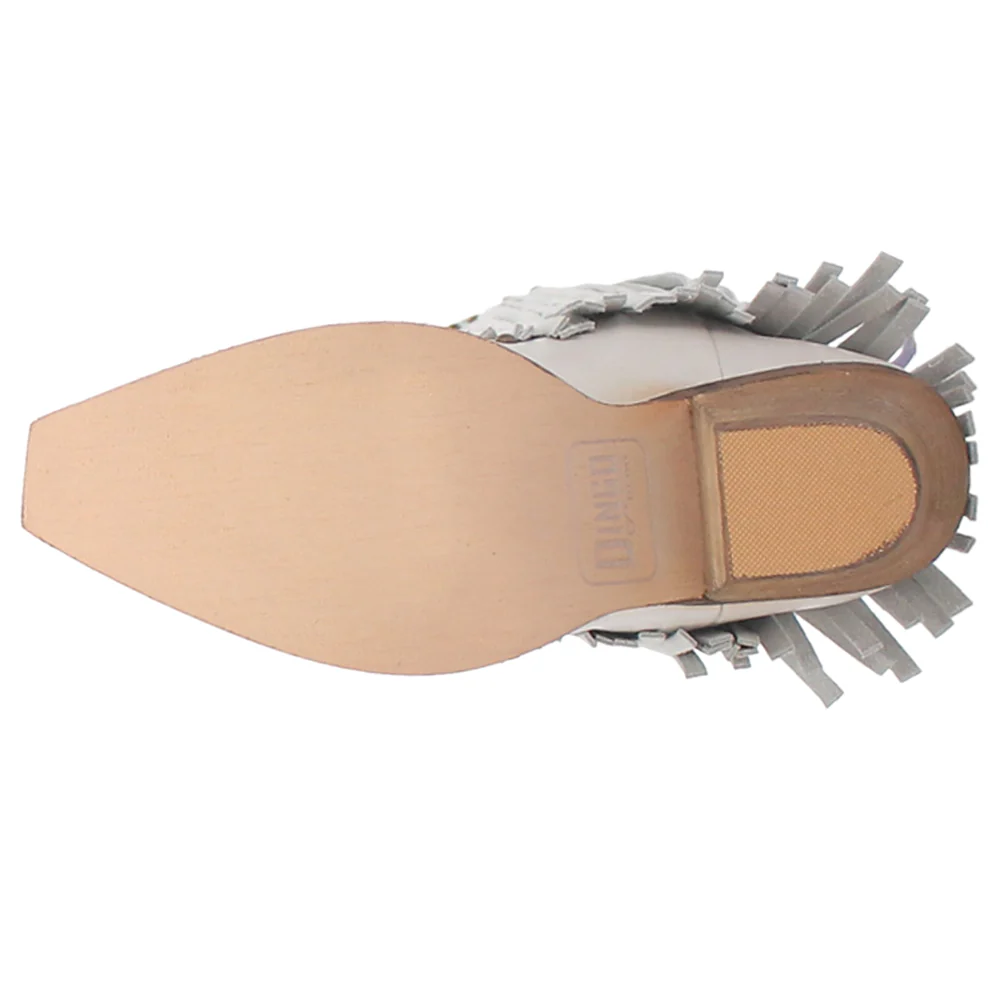 Gypsy Embroidered Studded Fringe Snip Toe Pull On Boots - Image 5
