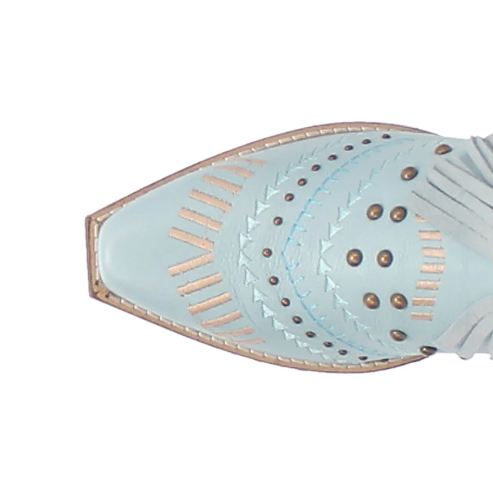 Gypsy Studded Fringe Snip Toe Cowboy Boots - Image 4