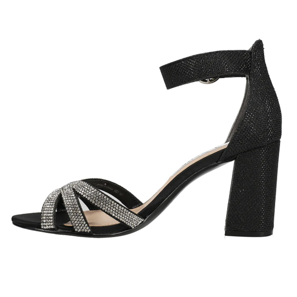 Haiden Rhinestone Ankle Strap Block Heel Sandals - Image 3