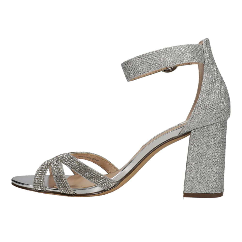 Haiden Rhinestone Ankle Strap Block Heel Sandals - Image 3