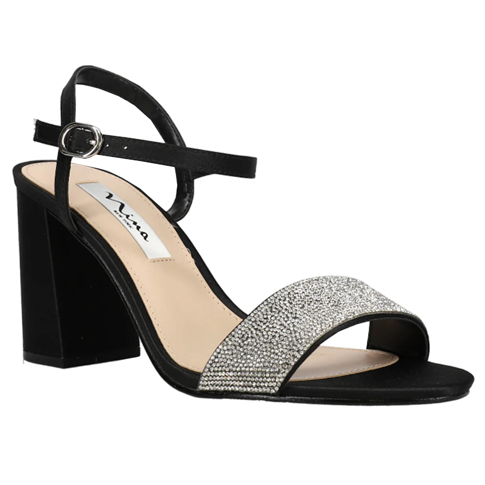 Haven Rhinestone Ankle Strap Block Heel Sandals - Image 2