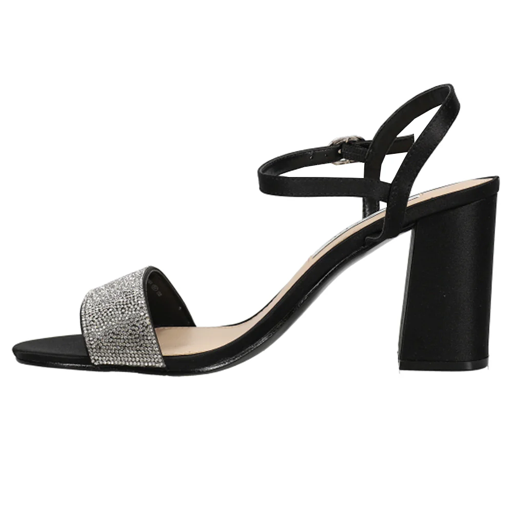Haven Rhinestone Ankle Strap Block Heel Sandals - Image 3