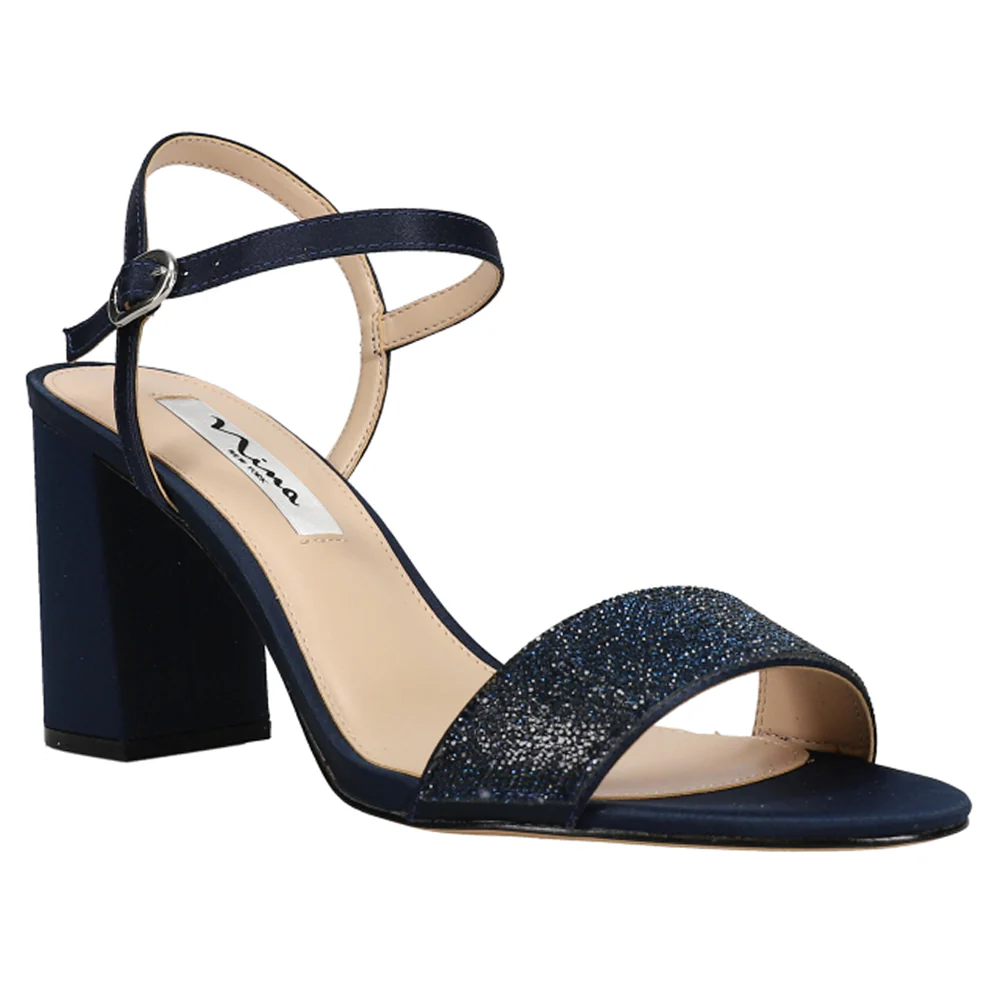 Haven Rhinestone Ankle Strap Block Heel Sandals - Image 2