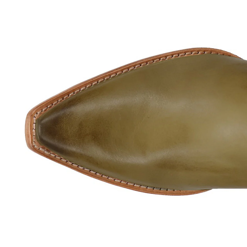 Heartland Leather Snip Toe Zippered Cowboy Boots - Image 4