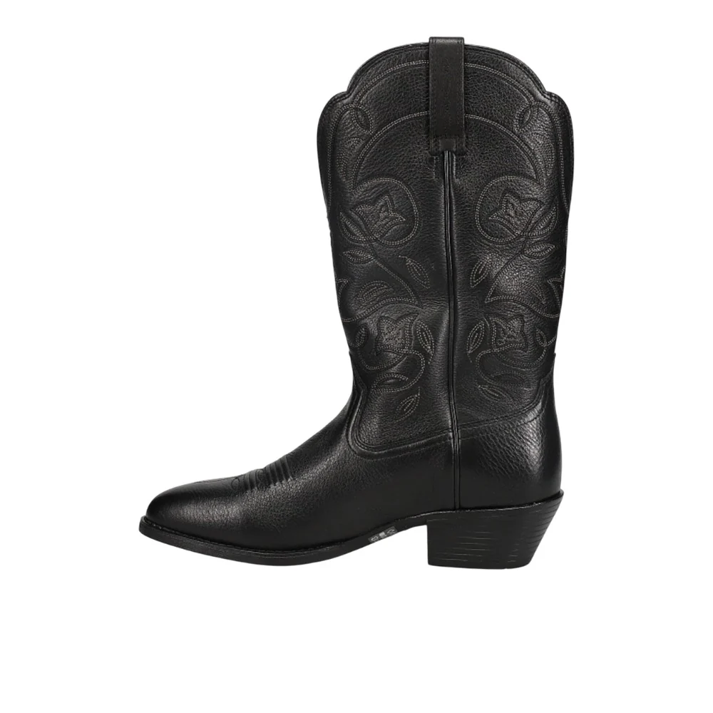Heritage Wide Calf Embroidered Round Toe Pull On Cowboy Boots - Image 3