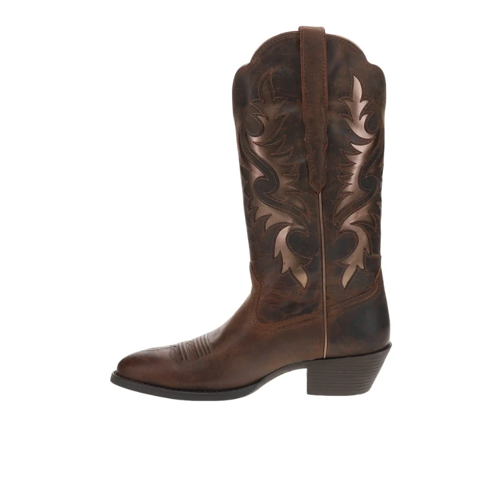 Heritage Round Toe Embroidered Pull On Cowboy Boots - Image 3