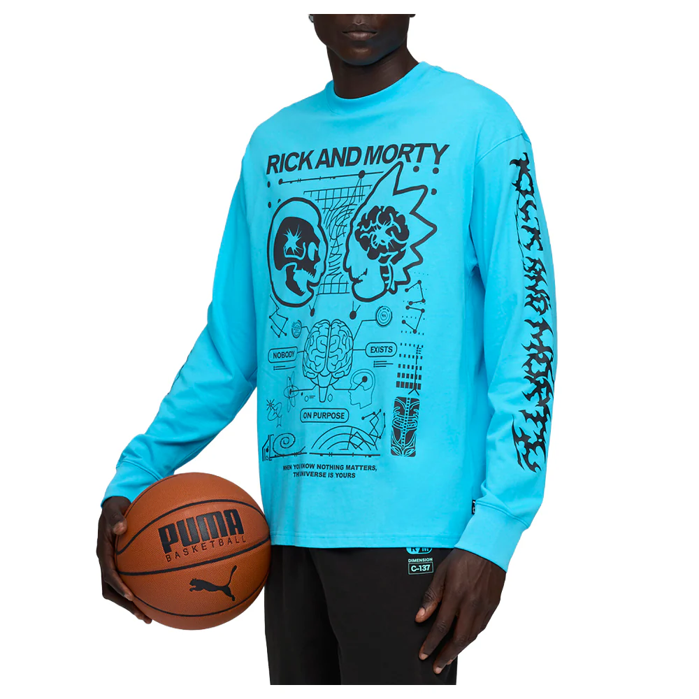 PUMA HOOPS X RICK AND MORTY Crew Neck Long Sleeve T-Shirt - Image 3