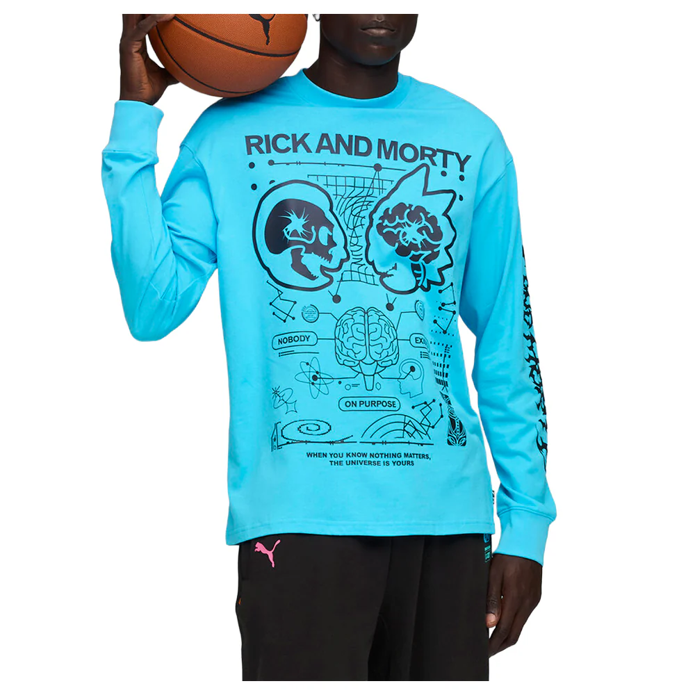 PUMA HOOPS X RICK AND MORTY Crew Neck Long Sleeve T-Shirt - Image 5