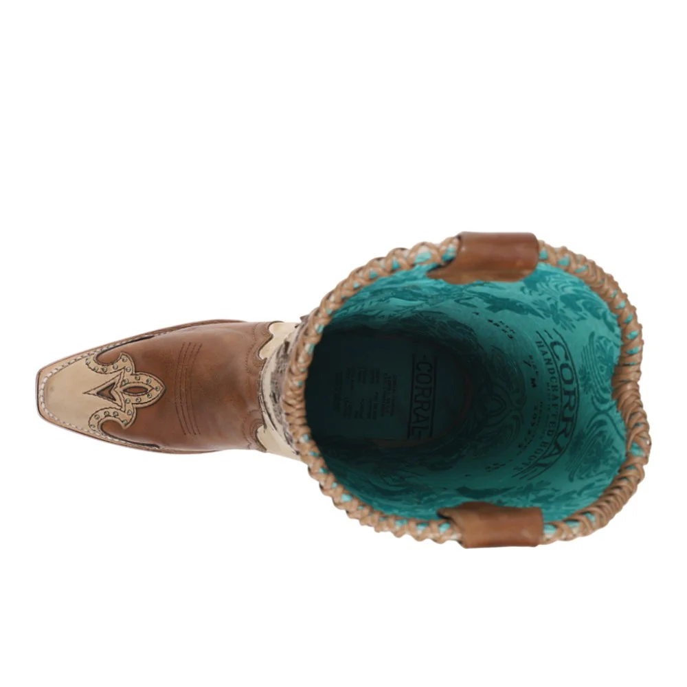 Horsehoe Overlay Handwoven Studded Pull On Snip Toe Cowboy Boots - Image 4