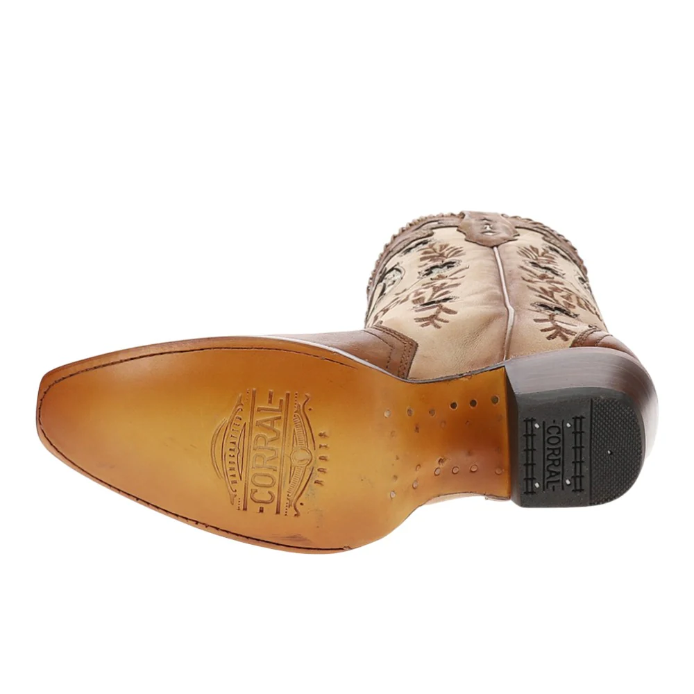 Horsehoe Overlay Handwoven Studded Pull On Snip Toe Cowboy Boots - Image 5