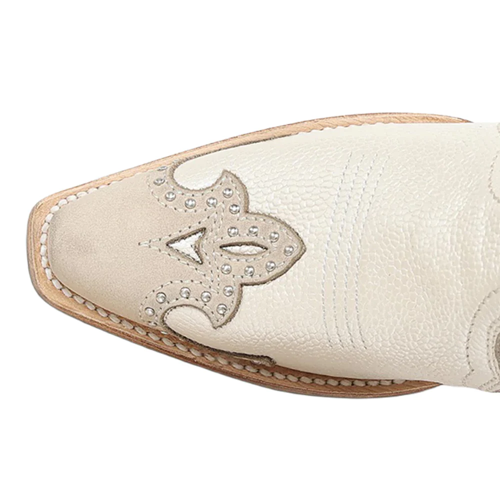 Horseshoe Overlay Embroidered Studs Handwoven Snip Toe Pull On Cowboy Boots - Image 4