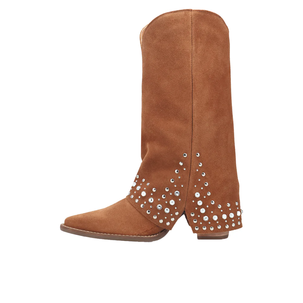 Howdy Honey Suede Leather Snip Toe Pull On Boots - Image 3