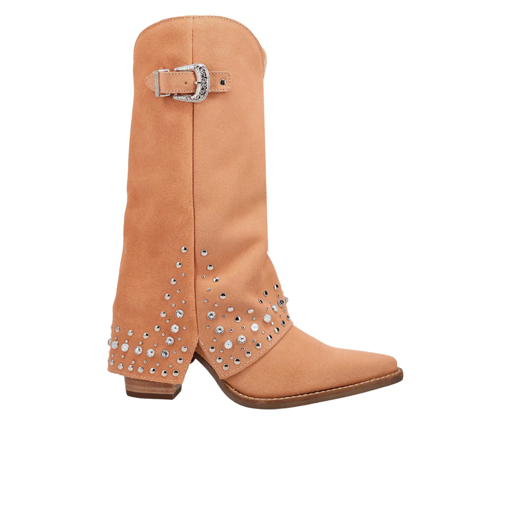 Howdy Honey Suede Leather Snip Toe Pull On Boots
