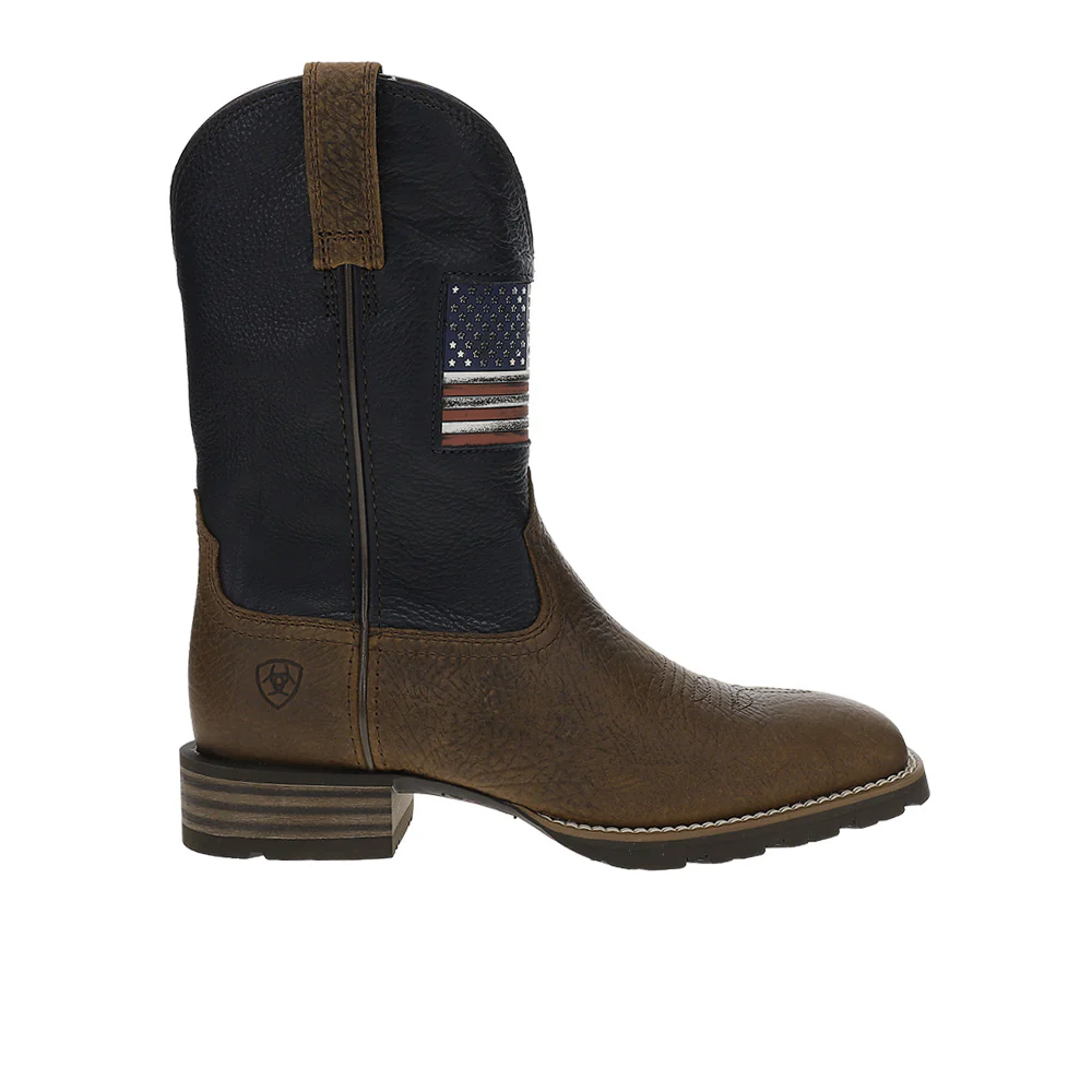 Hybrid Rancher Patriot Wide Square Toe Pull On Cowboy Boots