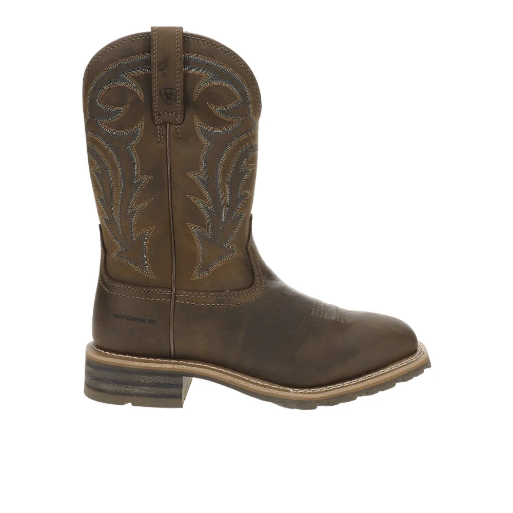 Hybrid Ranchero Embroidered Square Toe Pull On Cowboy Boots
