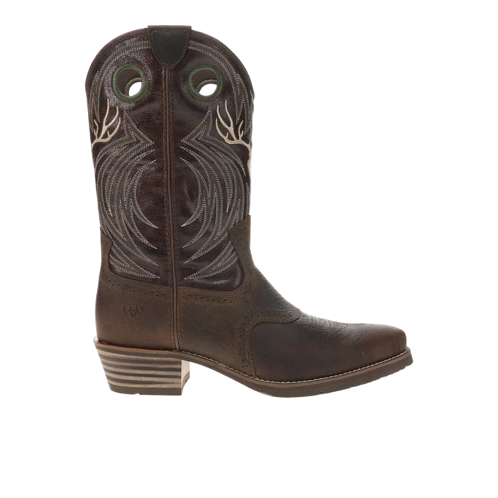 Hybrid Roughstock Antler Embroidered Snip Toe Pull On Cowboy Boots