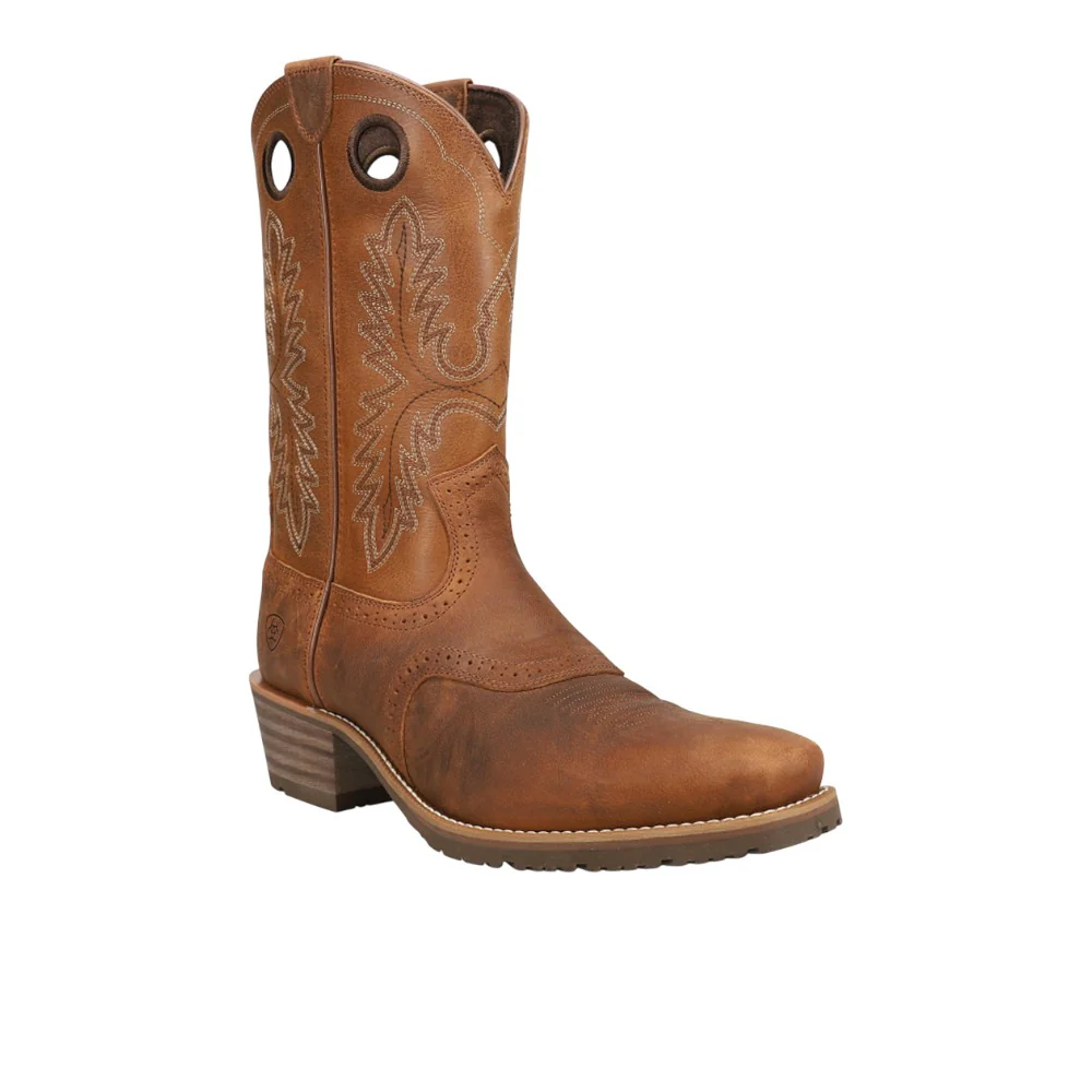Hybrid Roughstock Embroidered Square Toe Pull On Cowboy Boots - Image 2
