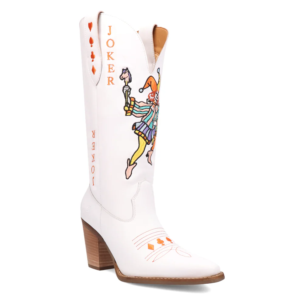 Joker Graphic Embroidered Snip Toe Pull On Boots - Image 2
