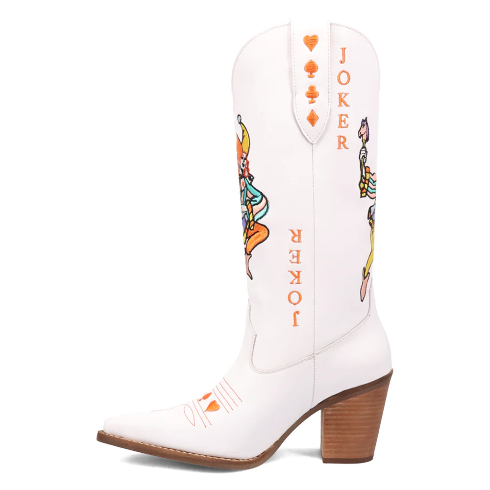 Joker Graphic Embroidered Snip Toe Pull On Boots - Image 3