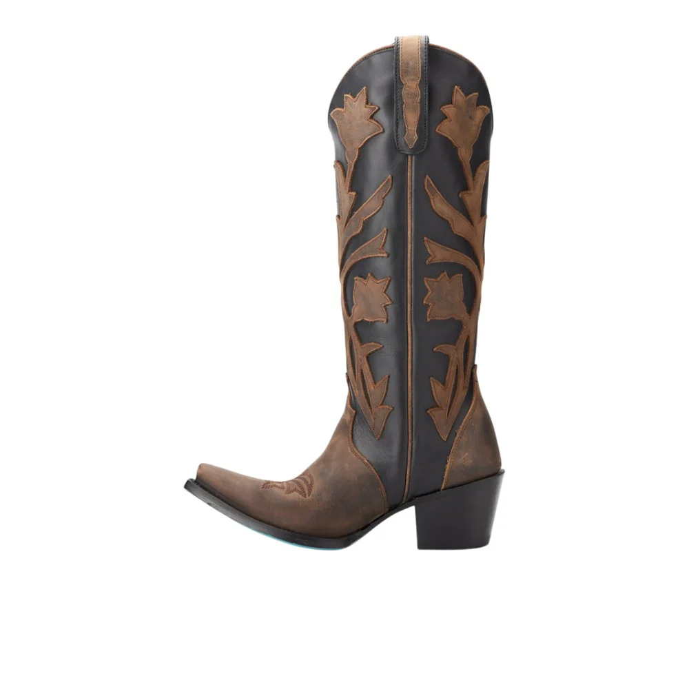 Jolene Tooled Inlay Floral Snip Toe Cowboy Boot - Image 3