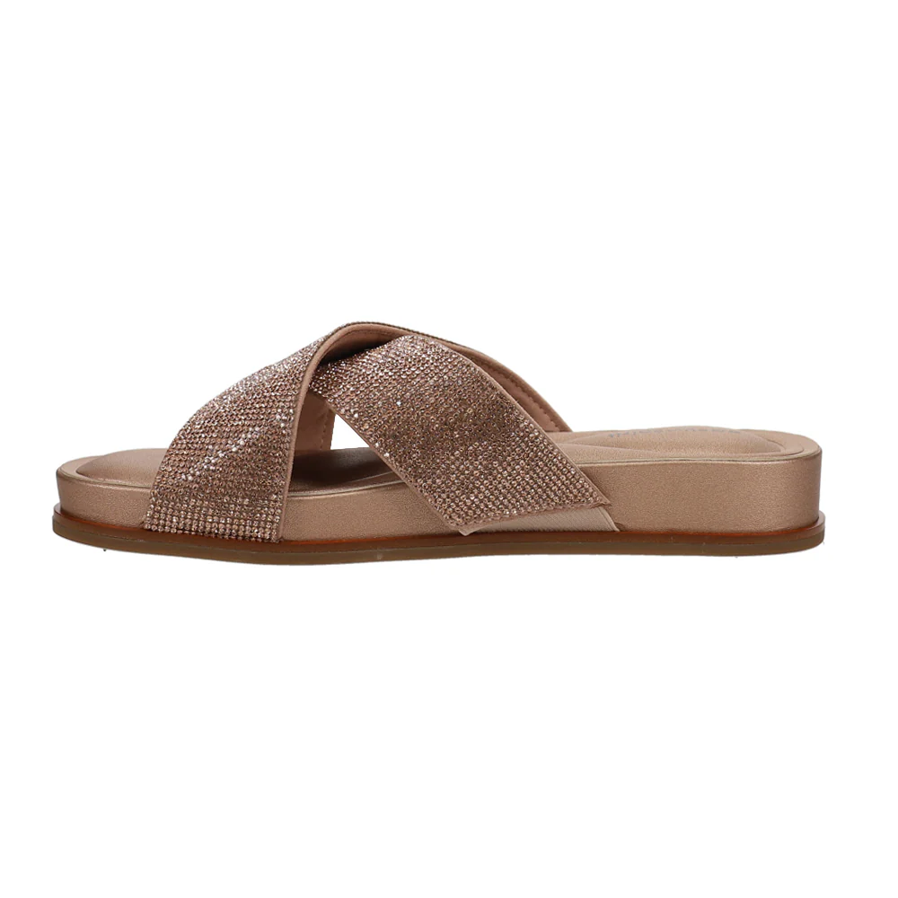 Judy Rhinestone Metallic Slide Sandals - Image 3
