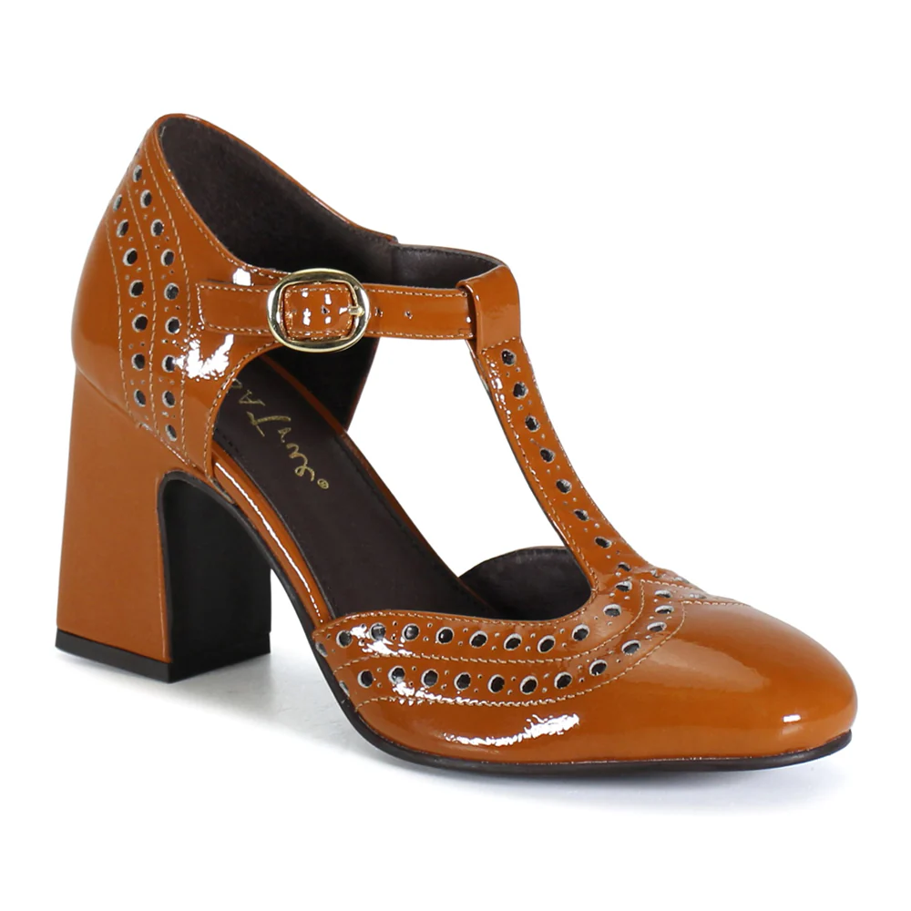Juke Box T-Strap Mary Jane Round Toe Block Heel Pumps - Image 2