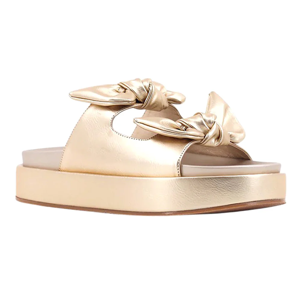 Kiki Metallic Flat Platform Slide Sandals - Image 2