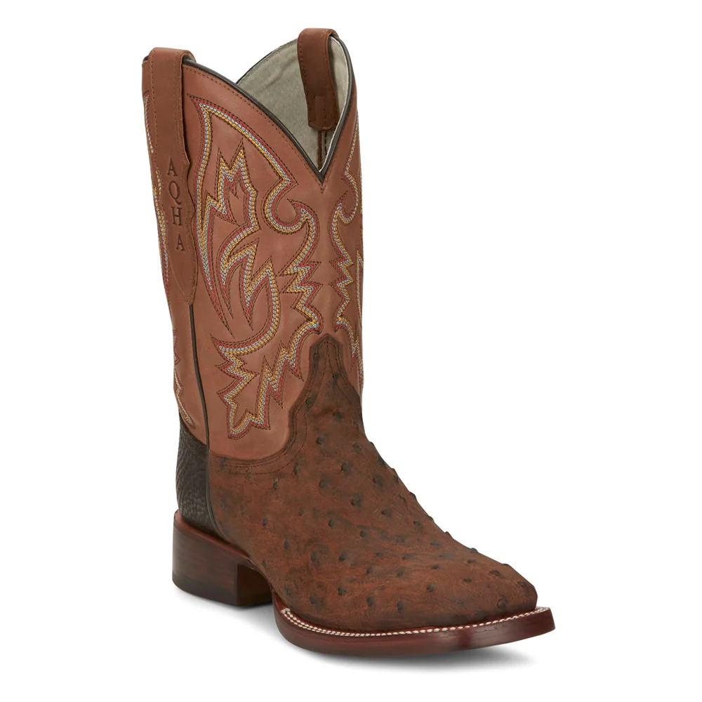 King Full Quill Ostrich Square Toe Pull On Cowboy Boots - Image 2
