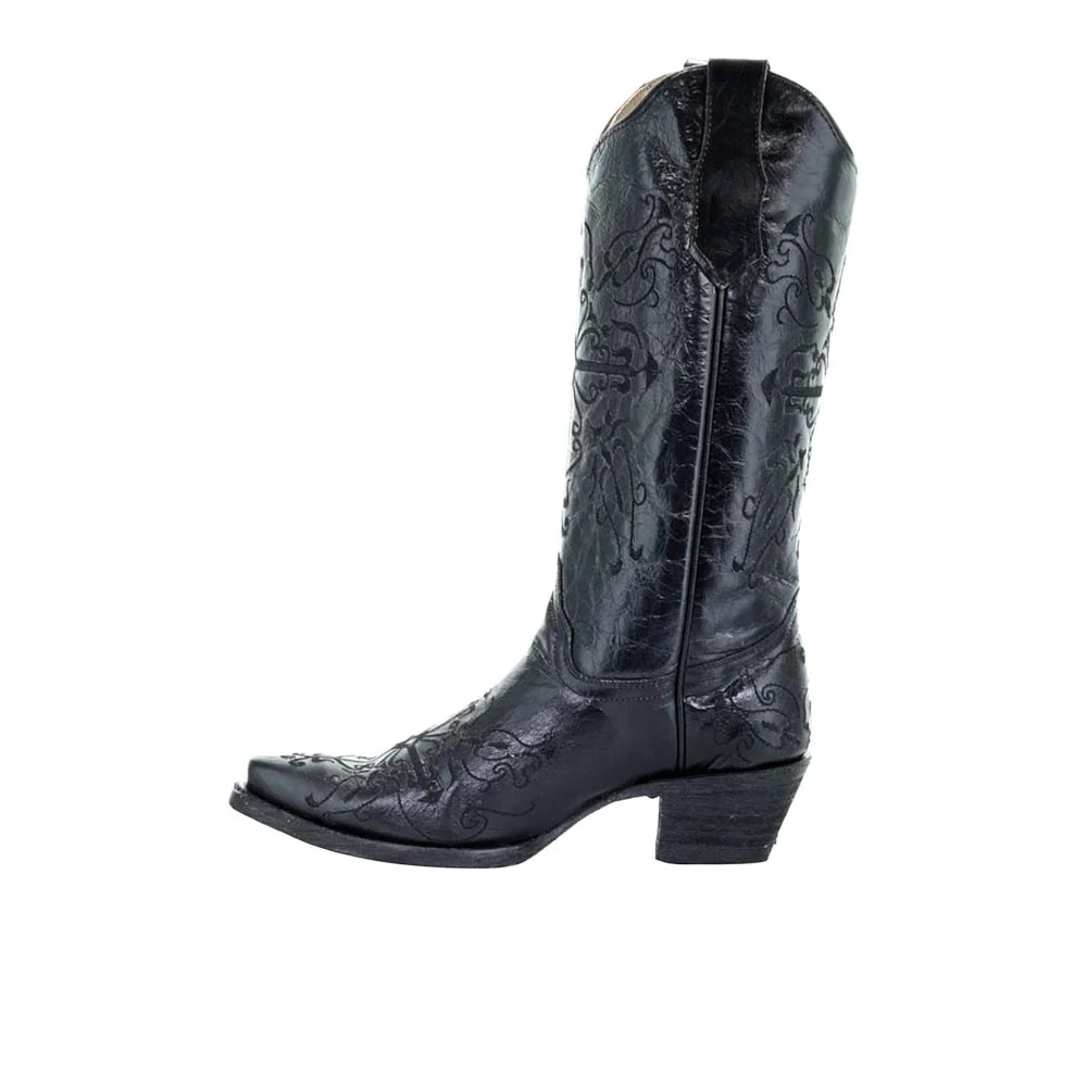Embroidered Snip Toe Pull On Cowboy Boots - Image 4