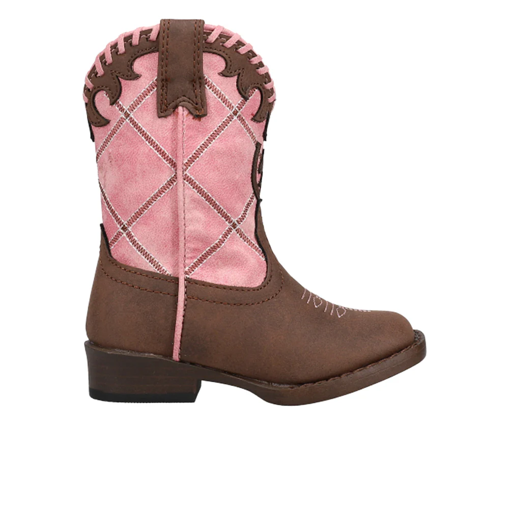 Lacy Checkered Square Toe Cowboy Boots (Toddler)