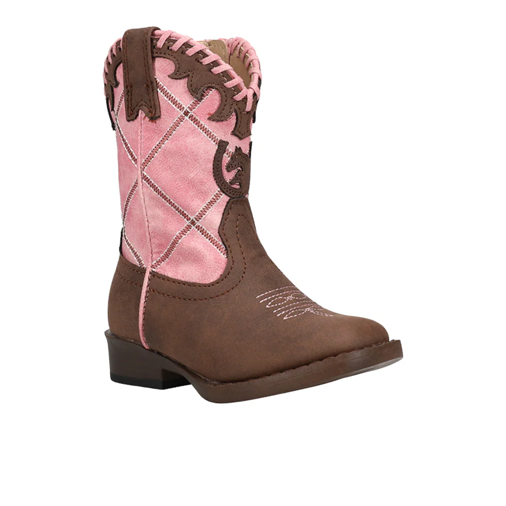 Lacy Checkered Square Toe Cowboy Boots (Toddler) - Image 2