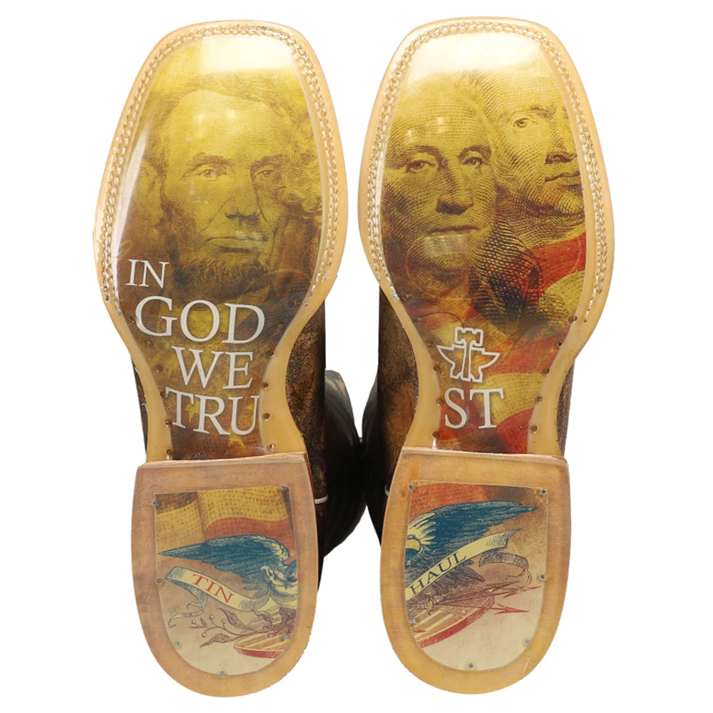 Land of the Free Patriotic Square Toe Pull On Cowboy Boots - Image 5