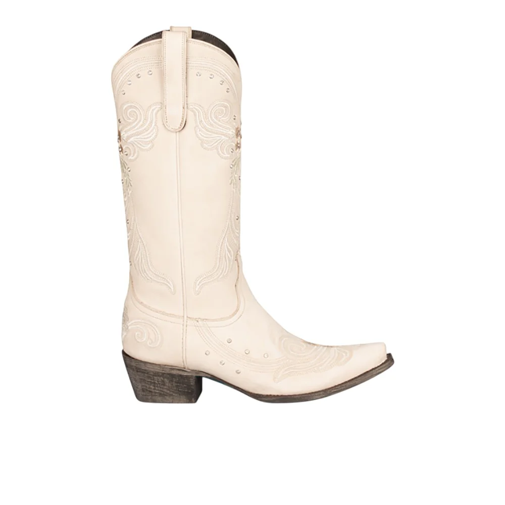 Embroidered Rhinestone Snip Toe Cowboy Boots