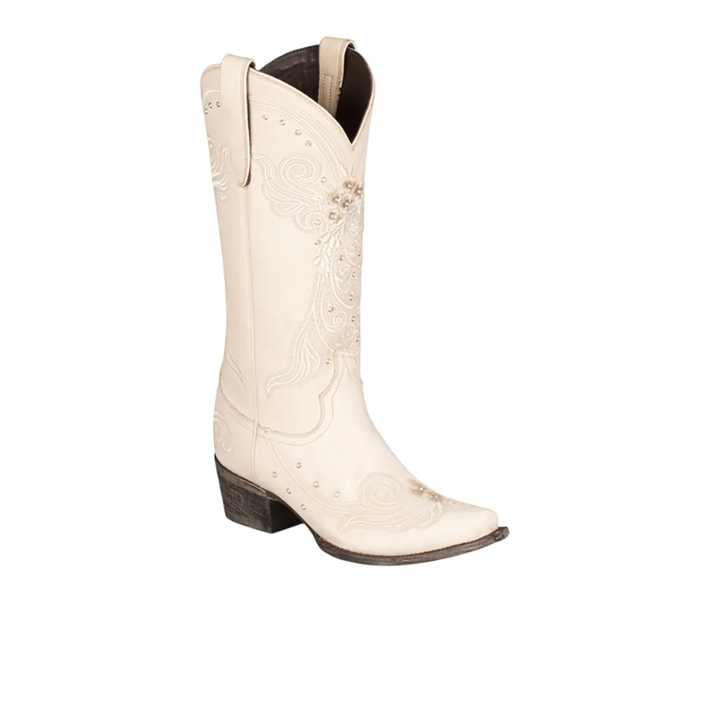 Embroidered Rhinestone Snip Toe Cowboy Boots - Image 2