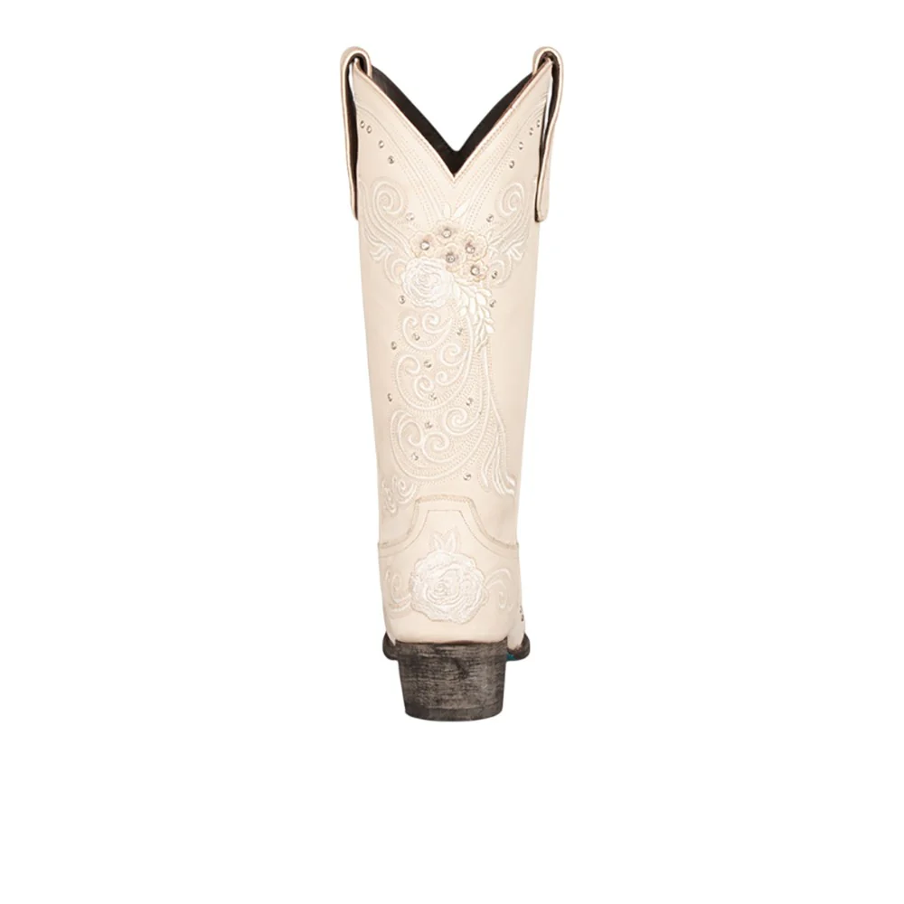 Embroidered Rhinestone Snip Toe Cowboy Boots - Image 3