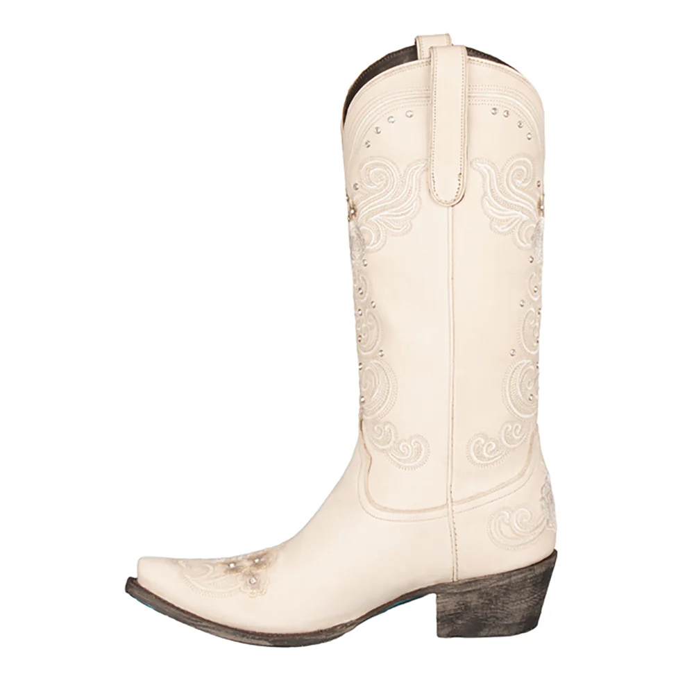 Embroidered Rhinestone Snip Toe Cowboy Boots - Image 4