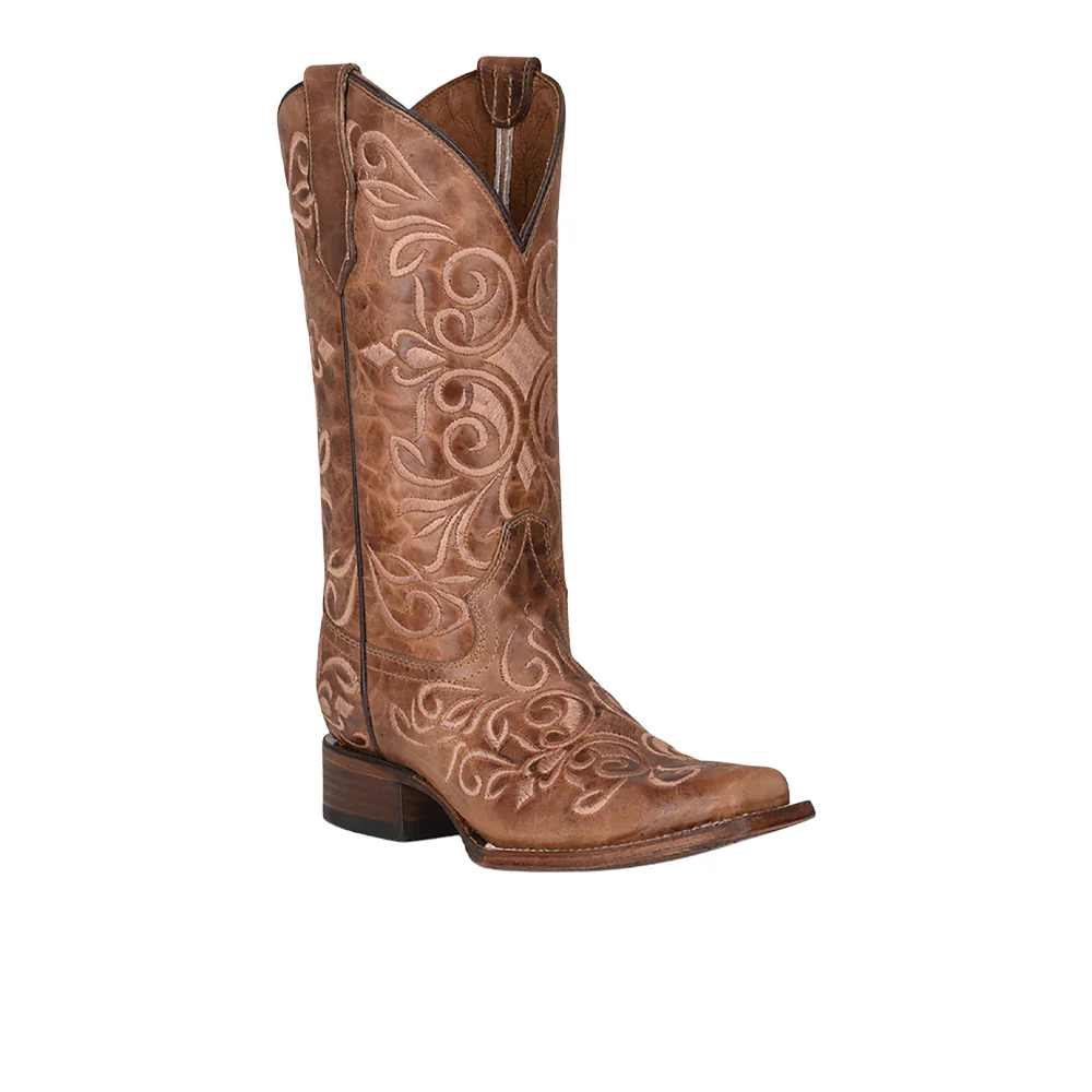 Honey Embroidered Square Toe Pull On Cowboy Boots - Image 2