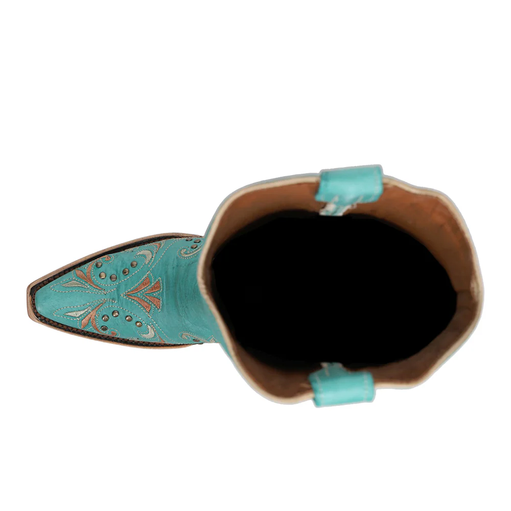 Embroidered Studded Snip Toe Pull On Cowboy Boots - Image 4