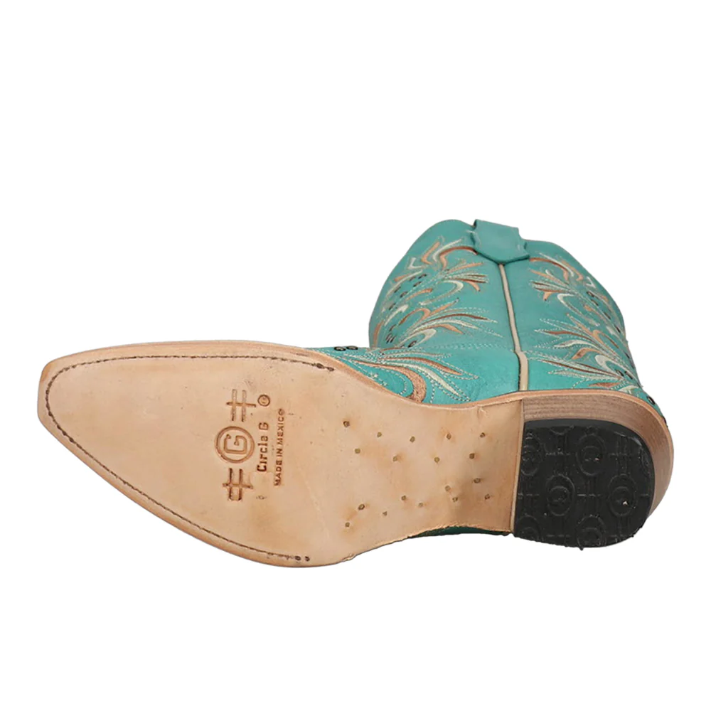Embroidered Studded Snip Toe Pull On Cowboy Boots - Image 5