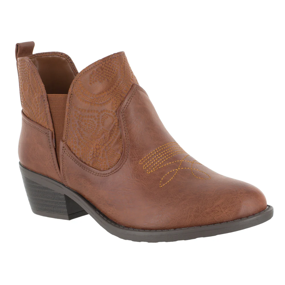Legend Embossed Embroidered Round Toe Cowboy Booties - Image 2