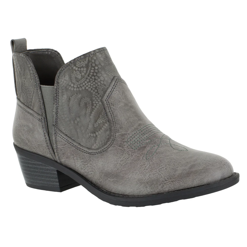 Legend Embossed Embroidered Round Toe Cowboy Booties - Image 2