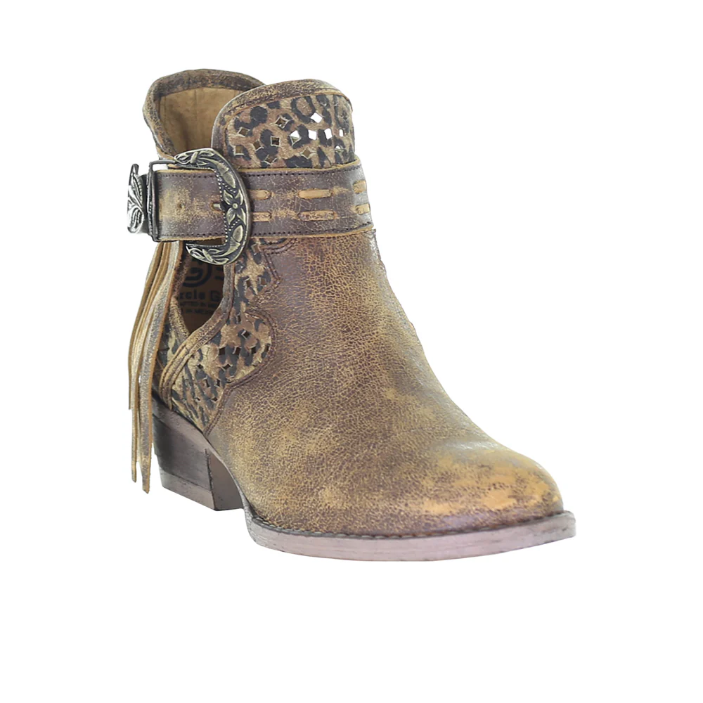 Leopard Fringe Pull On Round Toe Cowboy Boots - Image 2